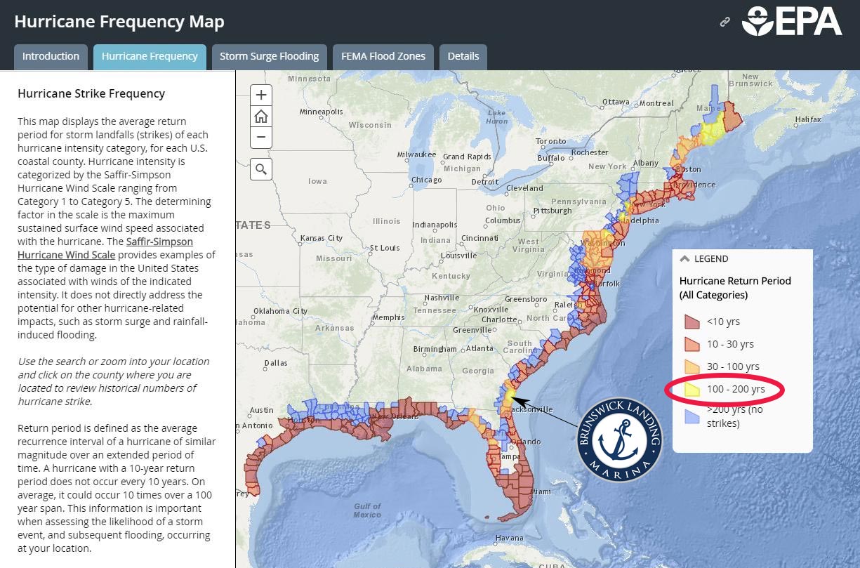 Hurricane Frequency Map